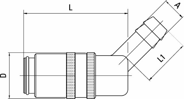 Coupling, 45° Hose Tail