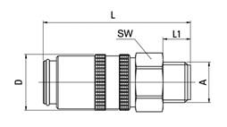 Coupling with Male thread