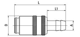 Coupling Straight with hose tail