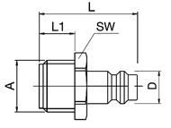 Nipple with male thread