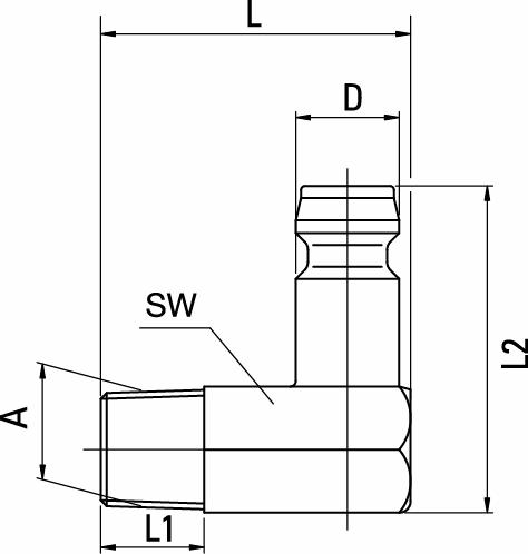 Connector nipple Male threaded 90°