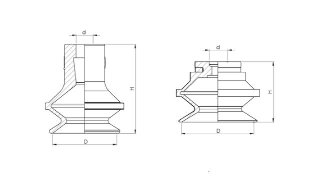 1,5 Bellow Vacuum Cups Ø11-Ø52mm PIAB Compatible