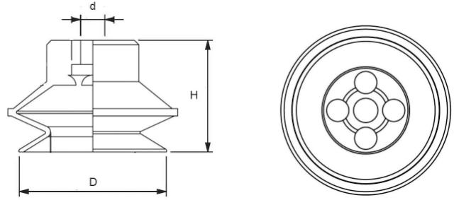 1,5 Bellow Vacuum Cups Ø15-Ø52mm Convum Compatible