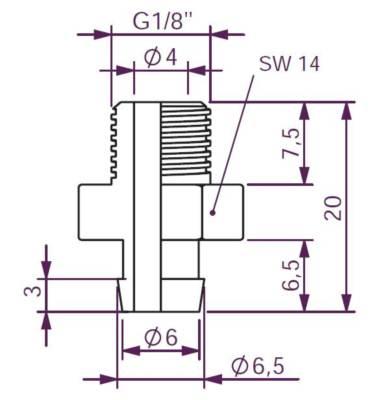 Fittings for Vacuum Cup 1,5 Bellow Ø11, Ø16